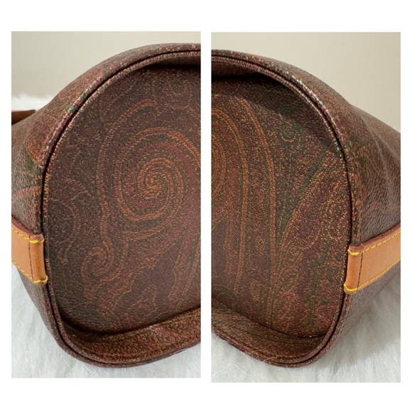 Authentic Vintage Etro Coated Canvas Satchel Handbag Burgundy Paisley VGUC - Picture 12 of 16